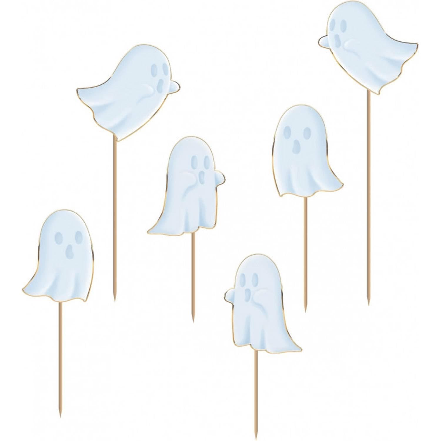 Set de 6 décorations sur pic pour gâteau FANTÔMES pastel