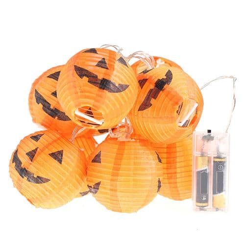 10 LED guirlande citrouille grimace lanterne guirlandes accessoires de fête Halloween décorations